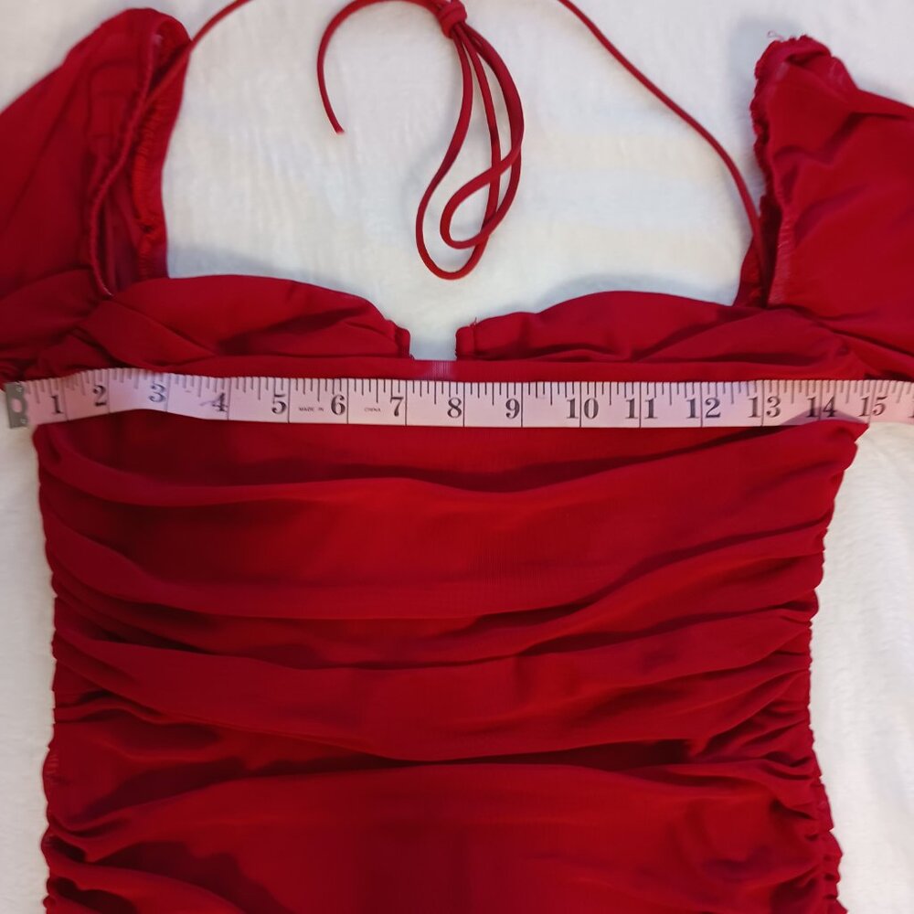 Hello Molly, Ruched, Dark Red, Long Sleeve, Special Occasion Dress, Size 8. - Picture 10 of 14